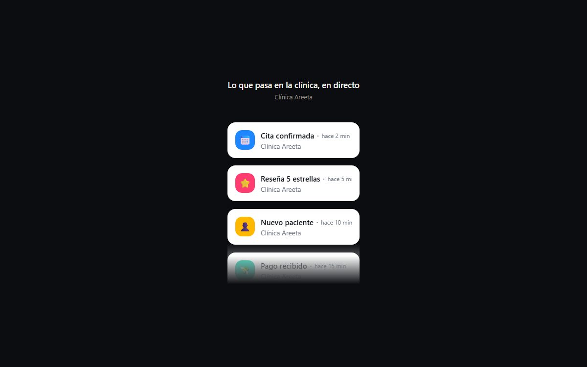 Lista animada de notificaciones