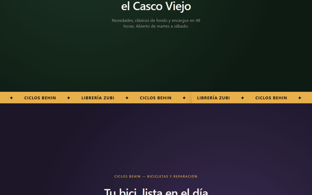 Cinta que cose (marquee continuo sobre el límite entre secciones)