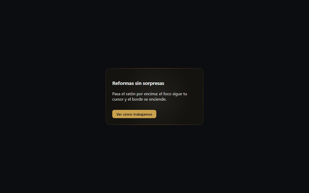 Tarjeta con foco que sigue el cursor (magic card)