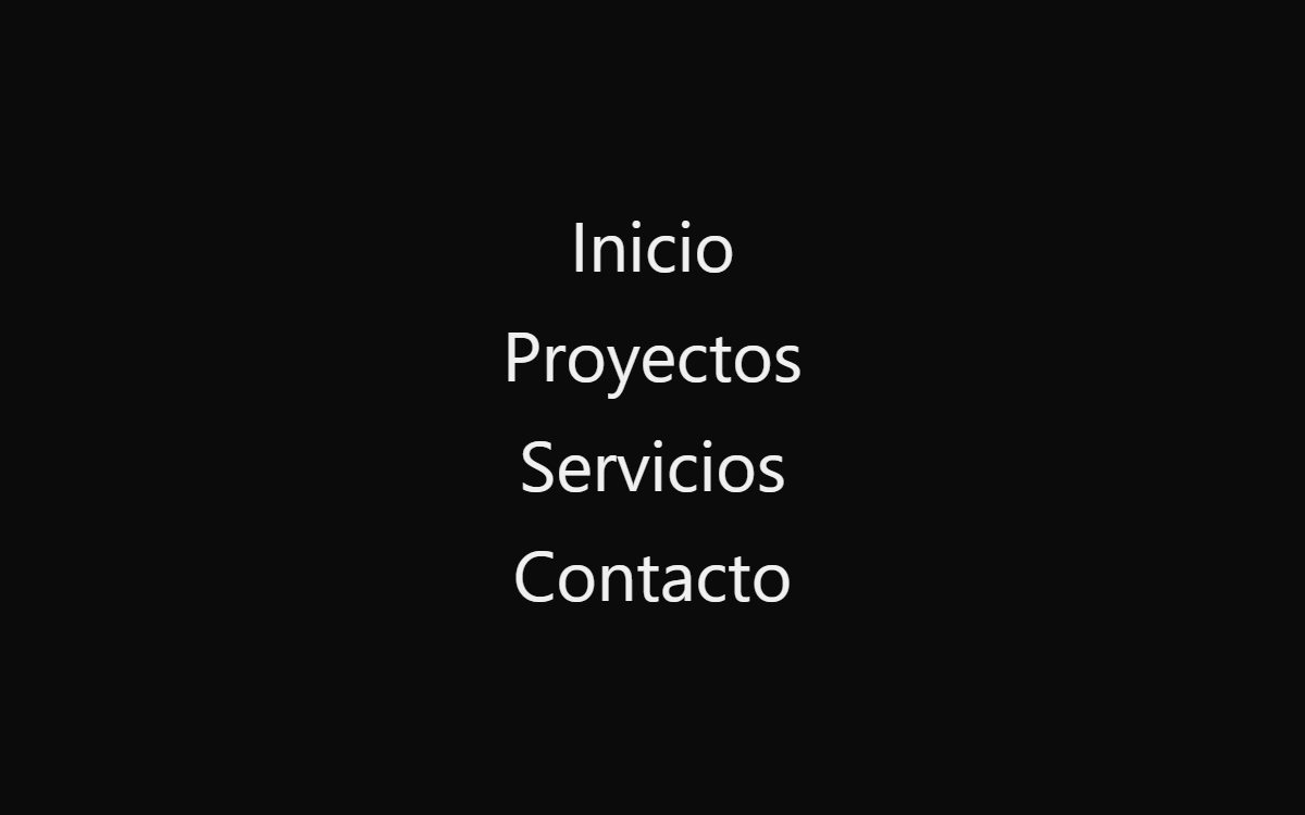 Menú overlay a pantalla completa (cinemático)
