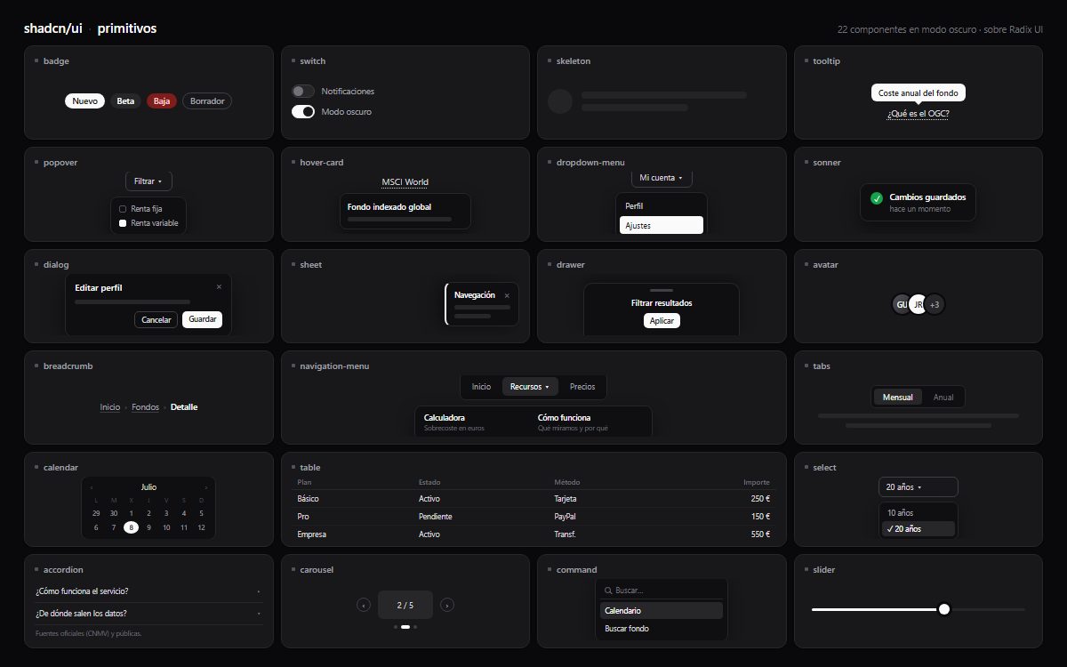 shadcn/ui · 22 primitivos