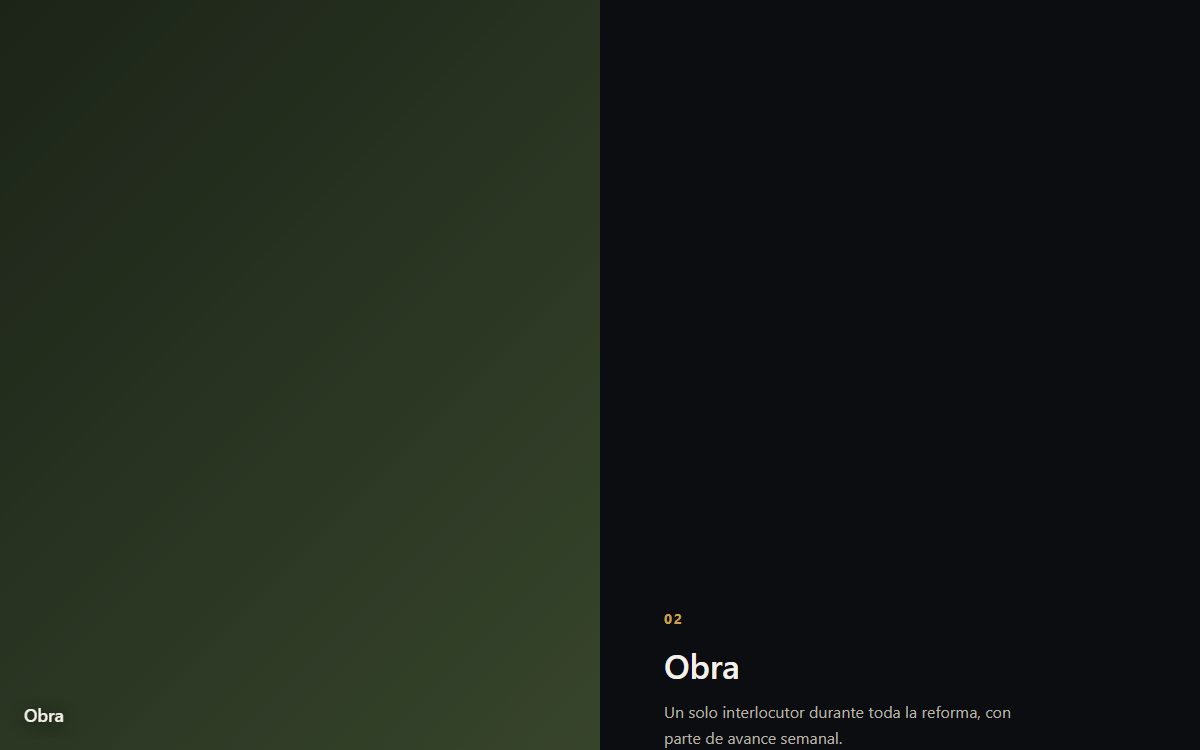 Split-screen con reveal pineado